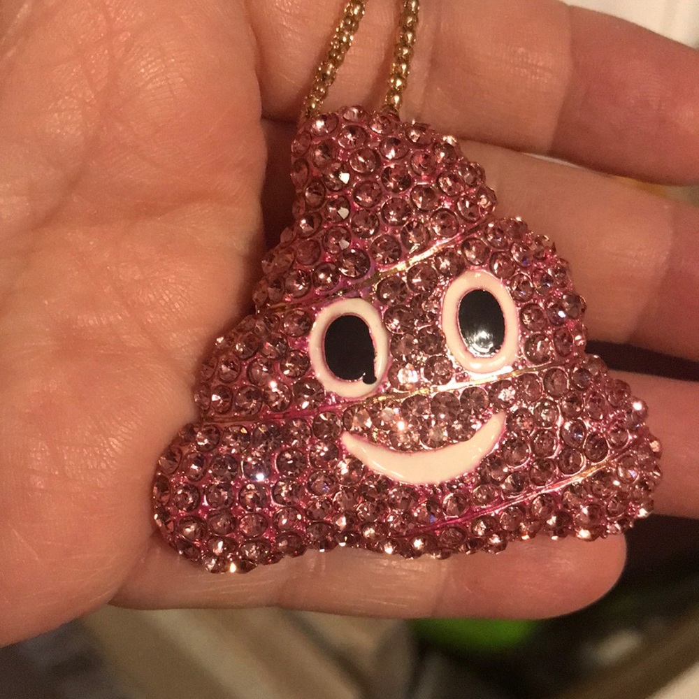 Pink poop necklace/pin